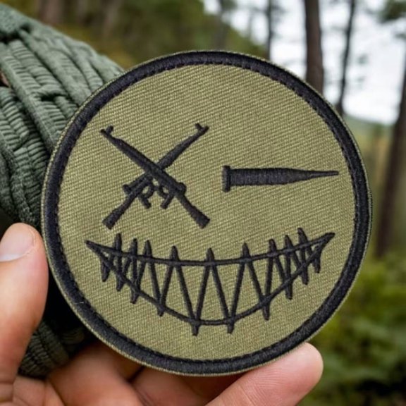Embroidered Devil Smiles Tactical Patch - Hook & Loop Morale Badge for Backpacks, Vests, and Uniforms