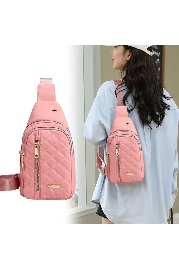 Embroidered Diamond Shoulder Bag | Large Capacity Waterproof Backpack | Polyester | Adjustable Straps | Multiple Wear Styles | Black Blue Red Purple | 30x17x5cm | Lightweight | Travel Work Casual