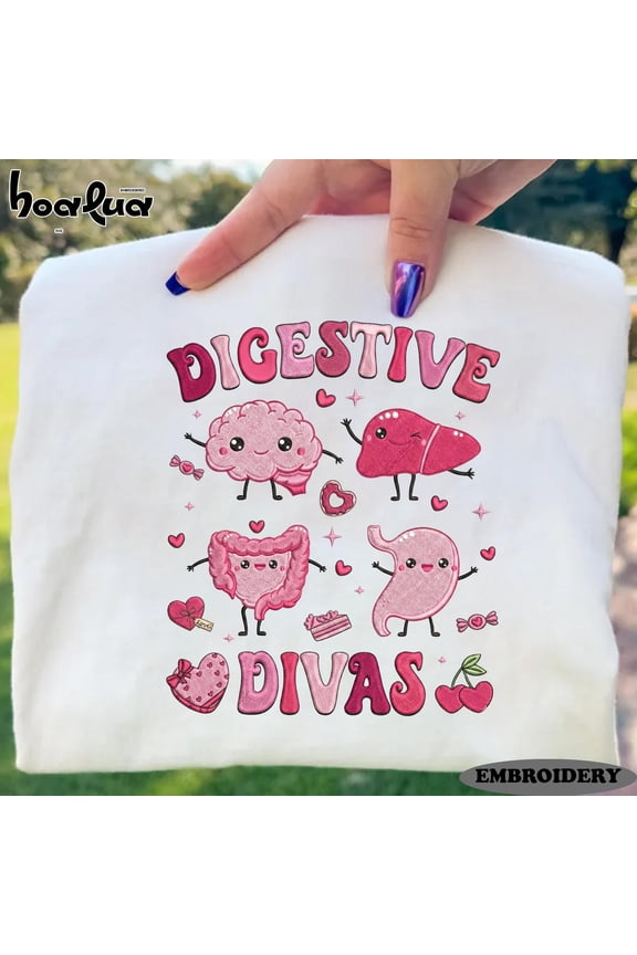 Embroidered Digestive Divas Sweatshirt, Cute Anatomy Medical Gift for Nurse Doctor, Fun Casual Wear for Workdays