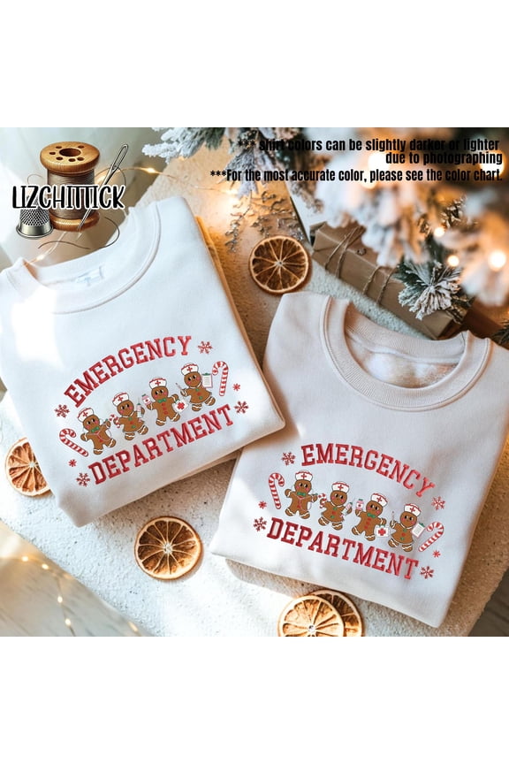 Embroidered ER Christmas Nurse Sweatshirt, Emergency Department Shirt, Xmas ER Tech Gift,Emergency Room Holiday Crewneck,Nurse Christmas Top