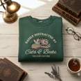 thumbnail image 1 of Embroidered Easily Distracted By Cats and Books Crewneck Sweatshirt, Book Lover Gift, Bookish Sweatshirt, Gifts For Cat Lovers, 1 of 4