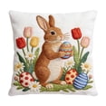 thumbnail image 1 of Embroidered Easter Bunny Pillow Cover 18Inch, Short Lint Material Easter Floral Bunny Pillowcases, Spring Decorative Throw Cushion for Sofa or Bedroom, 1 of 6