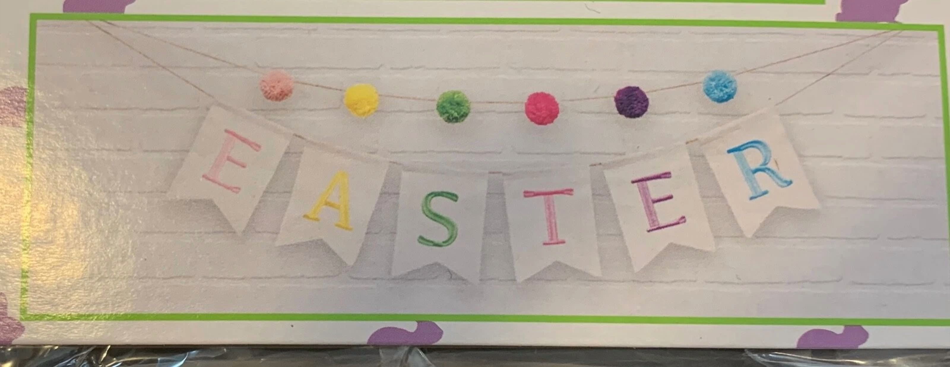 Embroidered Easter Canvas Banner With Pom Poms Decorations Party Supply Decor