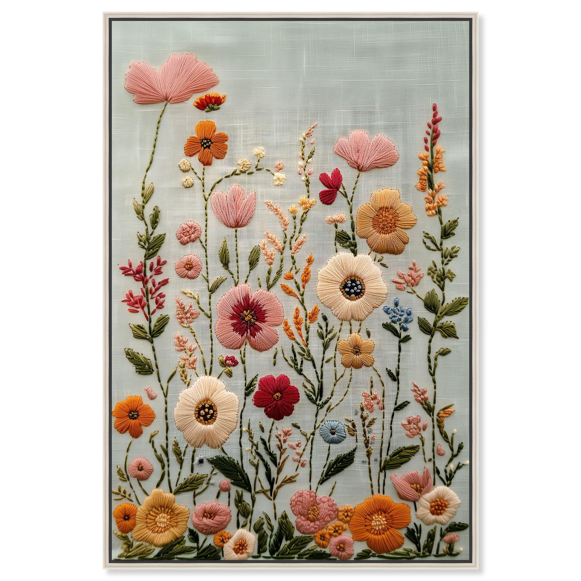 Embroidered Eden I Canvas Floral Embroidery Prints by Art  display picture 1