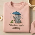 thumbnail image 1 of Embroidered Elephant Frog Sweatshirt, Kindness Costs Nothing Hoodie, Cute Animal Umbrella Sweater, Wholesome Nature Gift, 1 of 4