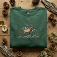 thumbnail image 1 of Embroidered Elk Sweatshirt, Majestic Deer Hoodie, Mountain Wildlife Crewneck, Hunter Gift, National Park Shirt, Nature Lover Top, 1 of 4
