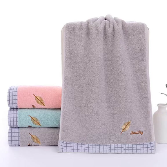 Embroidered Face Towel, Soft Cotton Fabric for Face and Body, Absorbent Swift Dry Hand Fabric for Bathroom, Gray 1-Pack