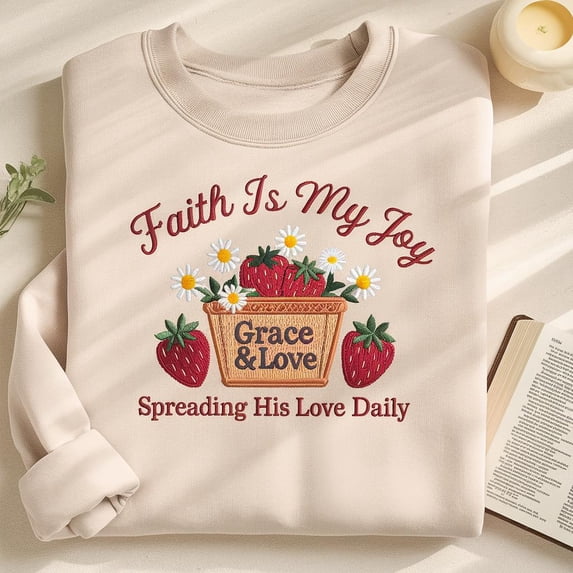 Embroidered Faith Is My Joy Sweatshirt, Christian Gift for Mom, God's Grace Sweatshirt, Jesus in Me Crewneck, Bible Lover Shirt
