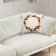 thumbnail image 1 of Embroidered Fall Pillow Cover, Boho Throw Pillows Cover, Plush Pillow Cover with Letter Ring Design, 1Pc 17.7" Leaf Wreath Cotton Throw Pillow Cover with Tassels, 1 of 4