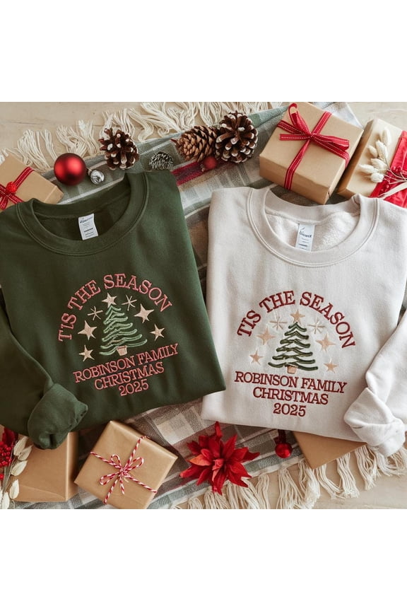 Embroidered Family Christmas Shirts, Matching Family Christmas Tshirts, Name Christmas Shirt, Christmas Family Gift