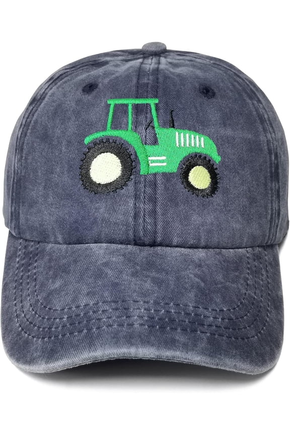 Embroidered Farm Tractor Hats for Boys Girls