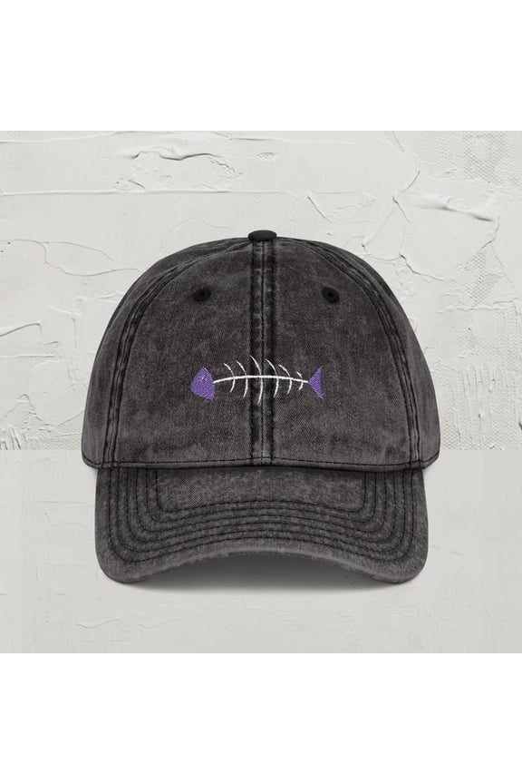 Embroidered Fish Hat, Fish Bones Embroidery