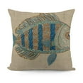 thumbnail image 1 of Embroidered Fish Throw Pillow with Down Filling, Aqua,, 1 of 5