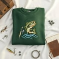 thumbnail image 1 of Embroidered Fishing Sweatshirt with Largemouth Bass and Rod Design, 1 of 5