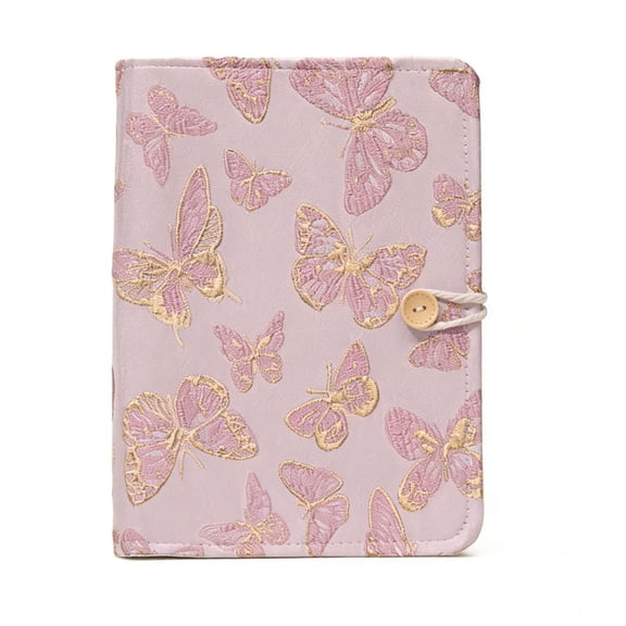 Embroidered Floral A5 Binder Journal - Rope-Tied 6-Ring Refillable Notebook, 180 Lined Pages, Button Closure, Daily Planner & Study Organizer