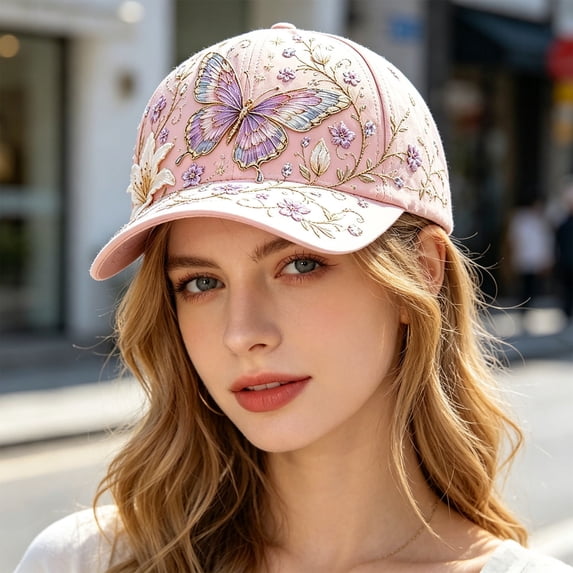 Embroidered Floral Baseball Cap Adjustable Lightweight Breathable Garden Morning Hat for Outdoor Summer Spring