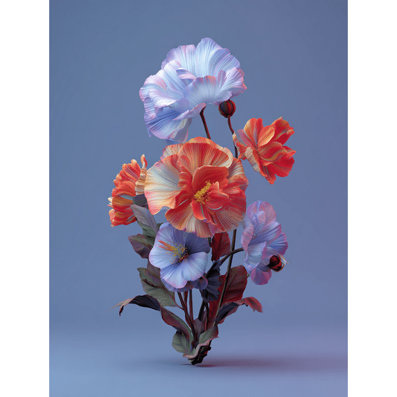 Embroidered Floral Canvas Wall Art for Living Room Bedroom Dining Room Entryway Office Hotel Lobby Boutique Gallery