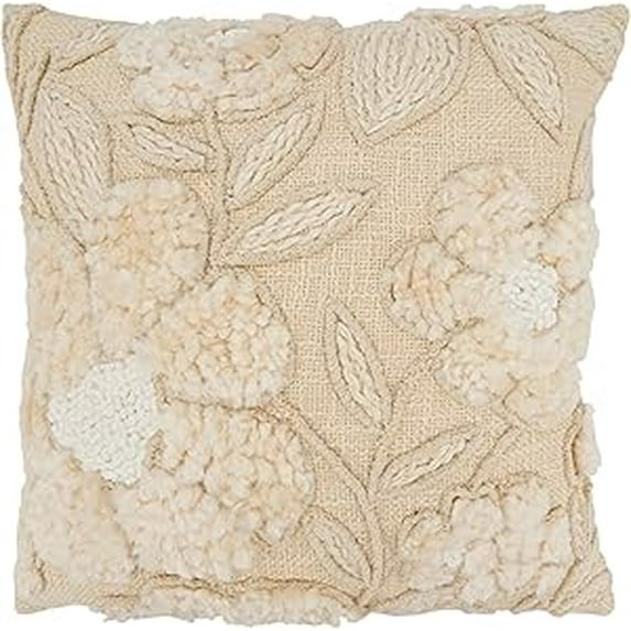 Embroidered Floral Down Filled Pillow