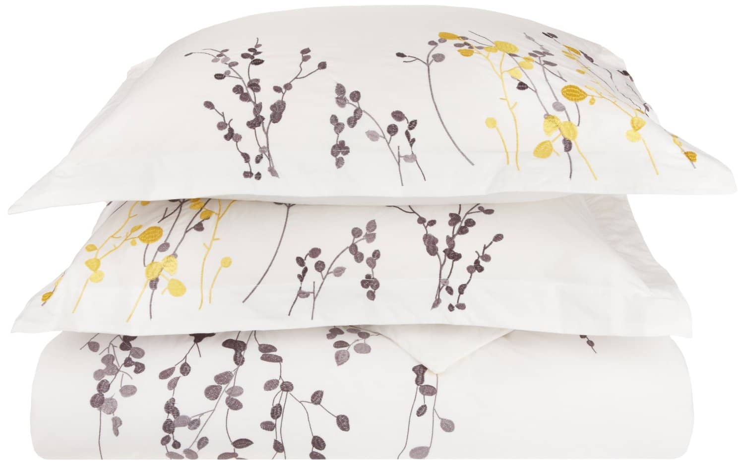 White Cotton Floral Embroidered King/California King Duvet Cover Set