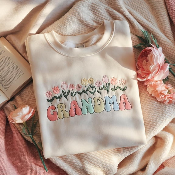 Embroidered Floral Grandma Sweatshirt, Grandma Sweatshirt, New Grandma Shirt, Grandma Mothers Day Shirt, Mother’s Day Gift
