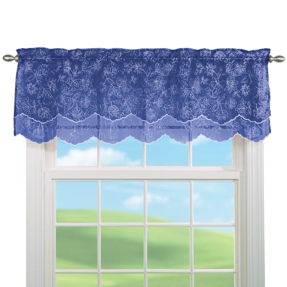 Embroidered Floral Sheer Window Valence Curtain - Seasonal Window Accent for Any Room in Home