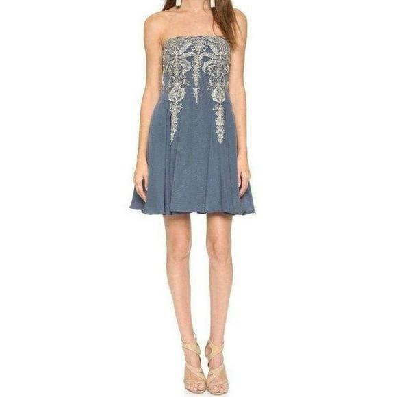 Embroidered Floral Strapless Dress