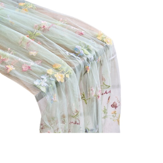Embroidered Floral Table Runner for Elegant Dining and Home Decor | Polyester Sheer Fabric, Durable and Lightweight