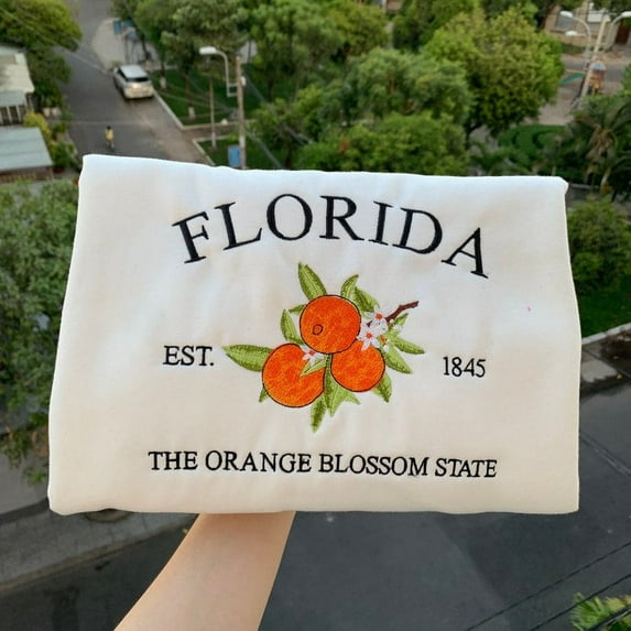 Embroidered Florida Orange Blossom State Sweatshirt