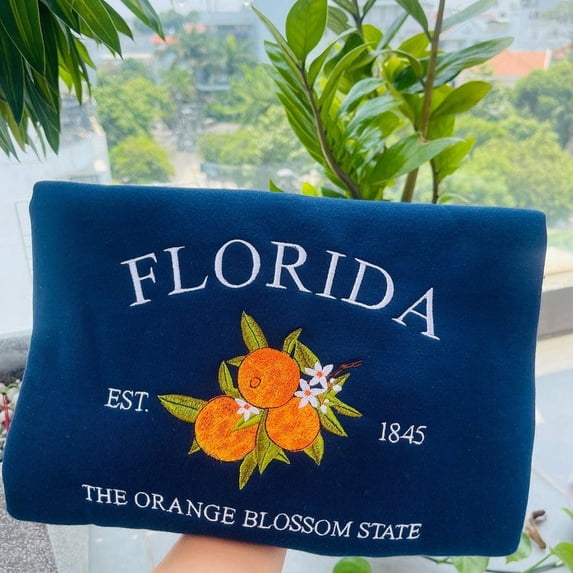 Embroidered Florida Orange Blossom State Sweatshirt