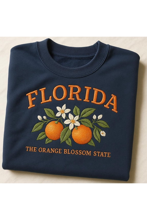 Embroidered Florida Sweatshirt, Orange Blossom State Shirt, Florida Vacation Hoodie, Citrus Flower Gift, Embroidered Dad Hat