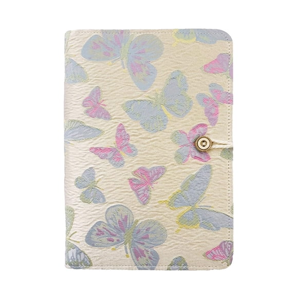 Embroidered Flower A5 Binder Journal, Ruffled Rope-Tie 6 Ring Notebook, Refillable Linen Planner with 180 Pages, Travel Sketchbook for Daily & Study Organization