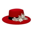 thumbnail image 1 of Embroidered Flower Fedora Hat for Women's Felt Hat Flat Hat Jazz Cap, 1 of 3