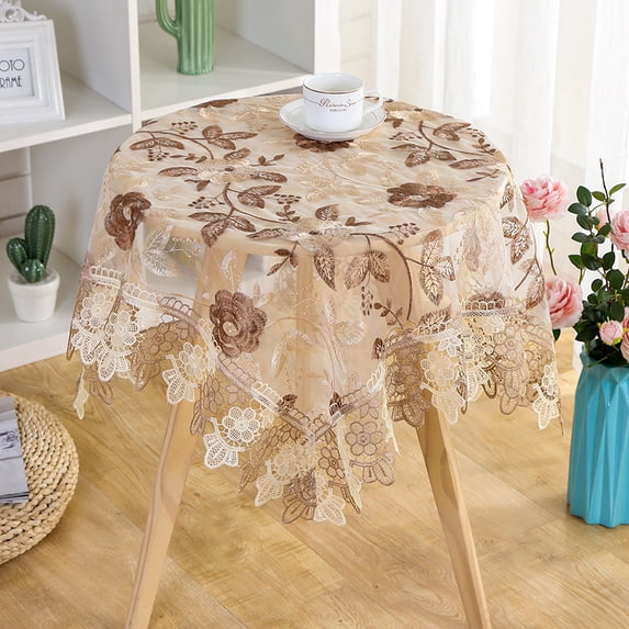 Embroidered Flower Lace Tablecloth, Small Table Cloth, Table Cover, Bedside Table Dresser Scarf Doily Nightstand Decoration