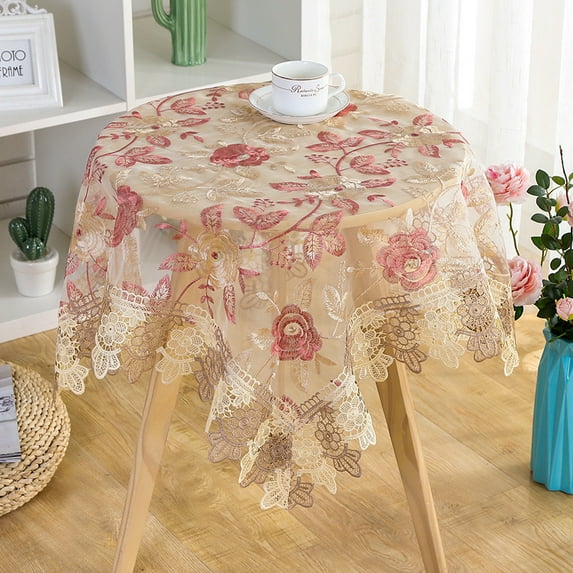 Embroidered Flower Lace Tablecloth, Small Table Cloth, Table Cover, Bedside Table Dresser Scarf Doily Nightstand Decoration