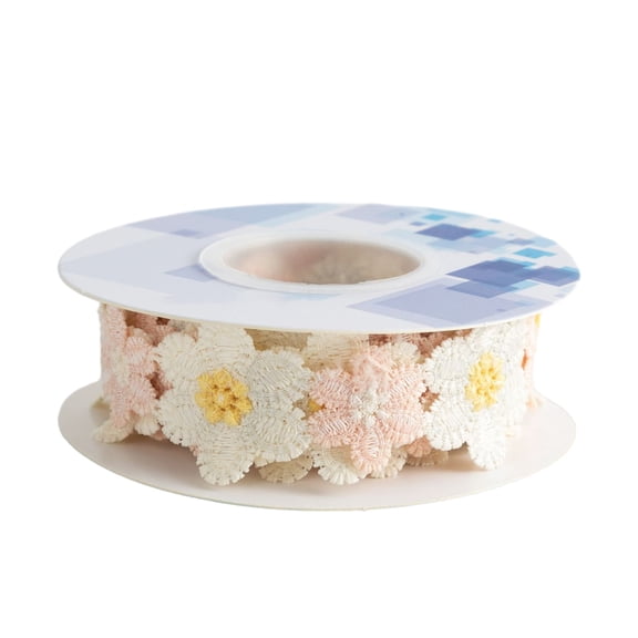 Embroidered Flower Ribbon 9.84Ft Lace Trim Sun Flower DIY Ribbon Lace Sewing Embroidery Ribbon for Wedding Dress Hairband Clothes Decoration