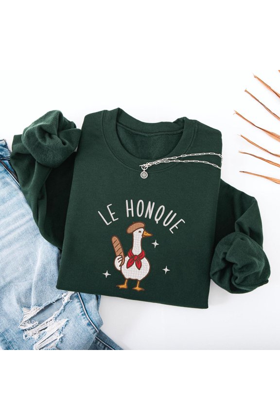 Embroidered French Goose Sweatshirt, Le Honque Funny TShirt, Silly Goose Tee, Silly France Trip Vacation Present, Duck Bird Geese Meme Lover