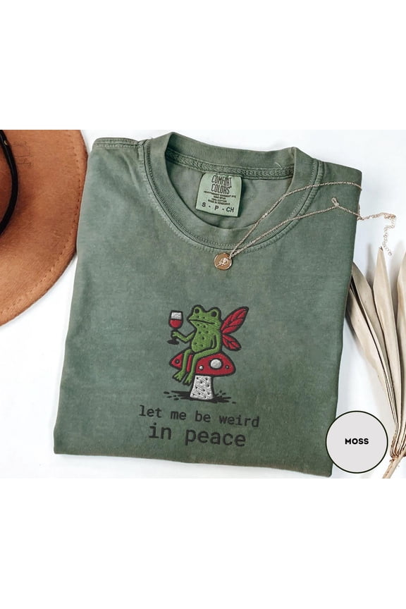 Embroidered Frog Shirt Funny Whimsical Frog Shirt Frog Meme Shirt Cottagecore Shirt Embroidered Toad Shirt