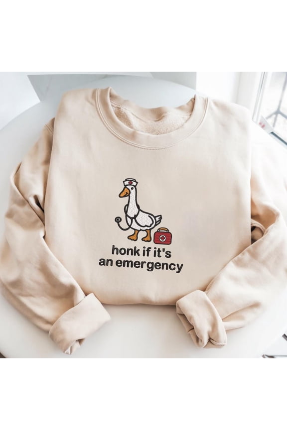 Embroidered Funny Silly Goose Nurse Sweatshirt, Emergency Nurse Sweatshirt, Cute EMT Gift, Embroidered ER Nurse Shirt, Funny Nurse Gift
