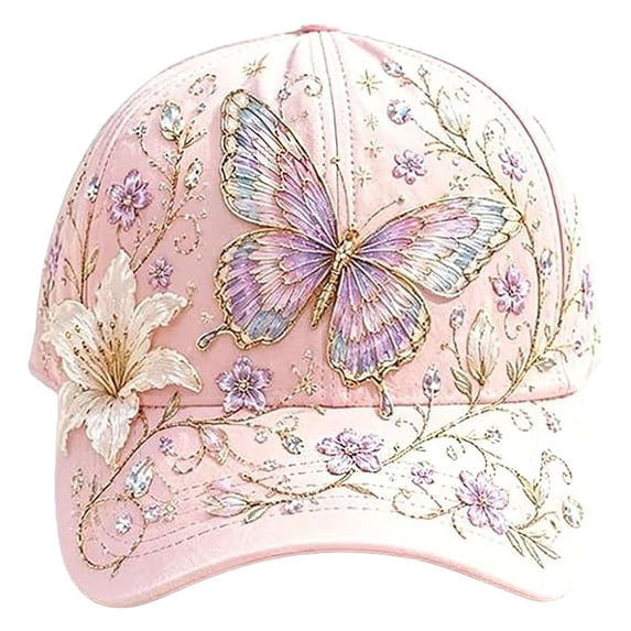 Embroidered Garden Baseball Cap With Bee & Daisy Design, Adjustable Lightweight Summer Hat For Women, Breathable Outdoor Cap For Travel, Gardening & Casual Daily Wear,Pink2 - 65Cm