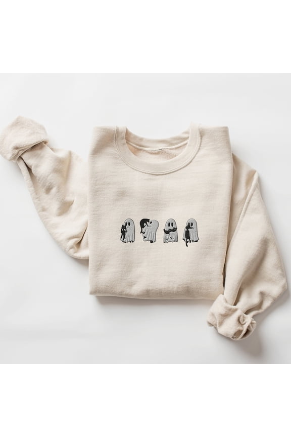Embroidered Ghost Black Cats Sweatshirt