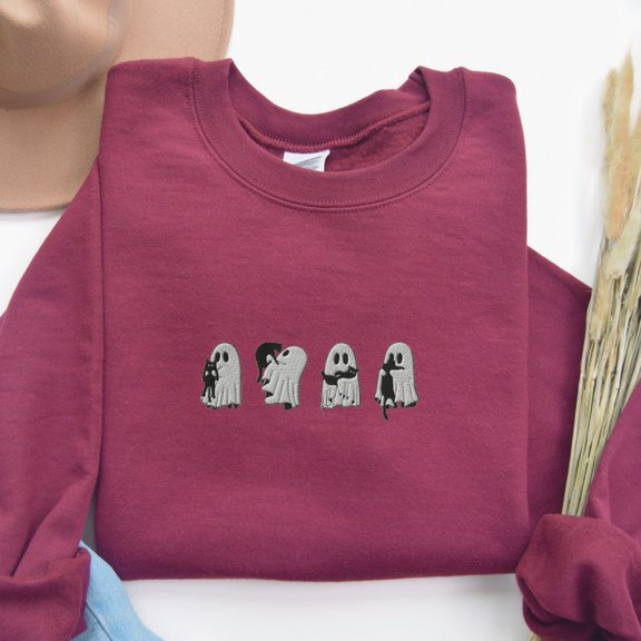Embroidered Ghost Black Cats Sweatshirt
