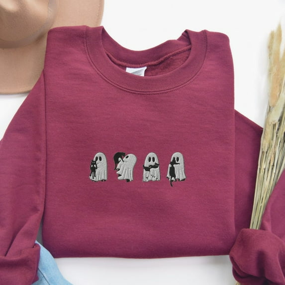Embroidered Ghost Black Cats Sweatshirt