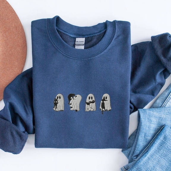 Embroidered Ghost Black Cats Sweatshirt