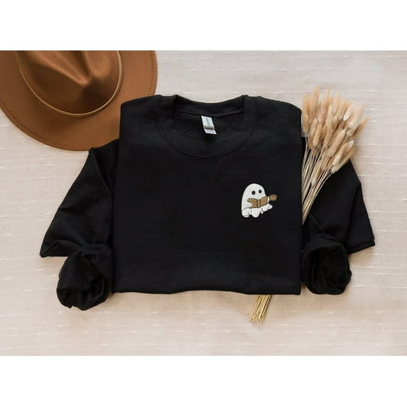 Embroidered Ghost Reading Sweatshirt