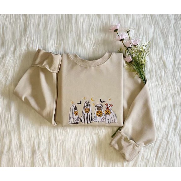 Embroidered Ghostly Dog Sweatshirt
