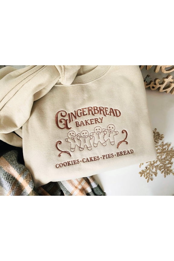 Embroidered Gingerbread Bakery Christmas Sweatshirt