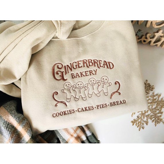 Embroidered Gingerbread Bakery Christmas Sweatshirt