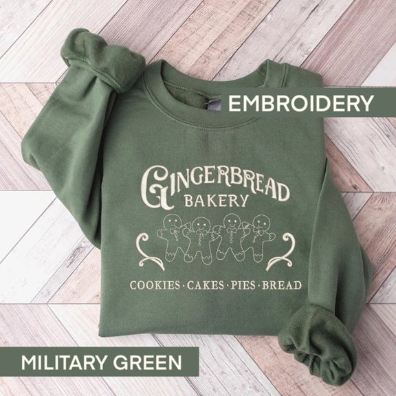 Embroidered Gingerbread Bakery Christmas Sweatshirt
