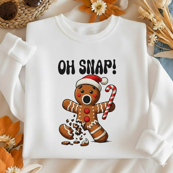 Embroidered Gingerbread Christmas Sweatshirt, Funny Candy Cane Crewneck, Broken Cookie Design, Holiday Gift, Gift for Her & Him