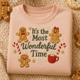 thumbnail image 1 of Embroidered Gingerbread Sweatshirt, Most Wonderful Time Crewneck, Holiday Cookie Jumper, Festive Gingerbread Man T-Shirt Gift, 1 of 5